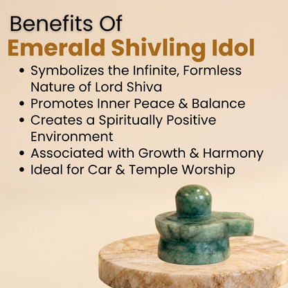 Natural Emerald (Panna) Shivling Idol (158 Carat | LBH: 3.2 × 2.6 × 4 cm)