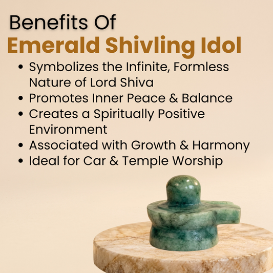 Natural Emerald (Panna) Shivling Idol (158 Carat | LBH: 3.2 × 2.6 × 4 cm)