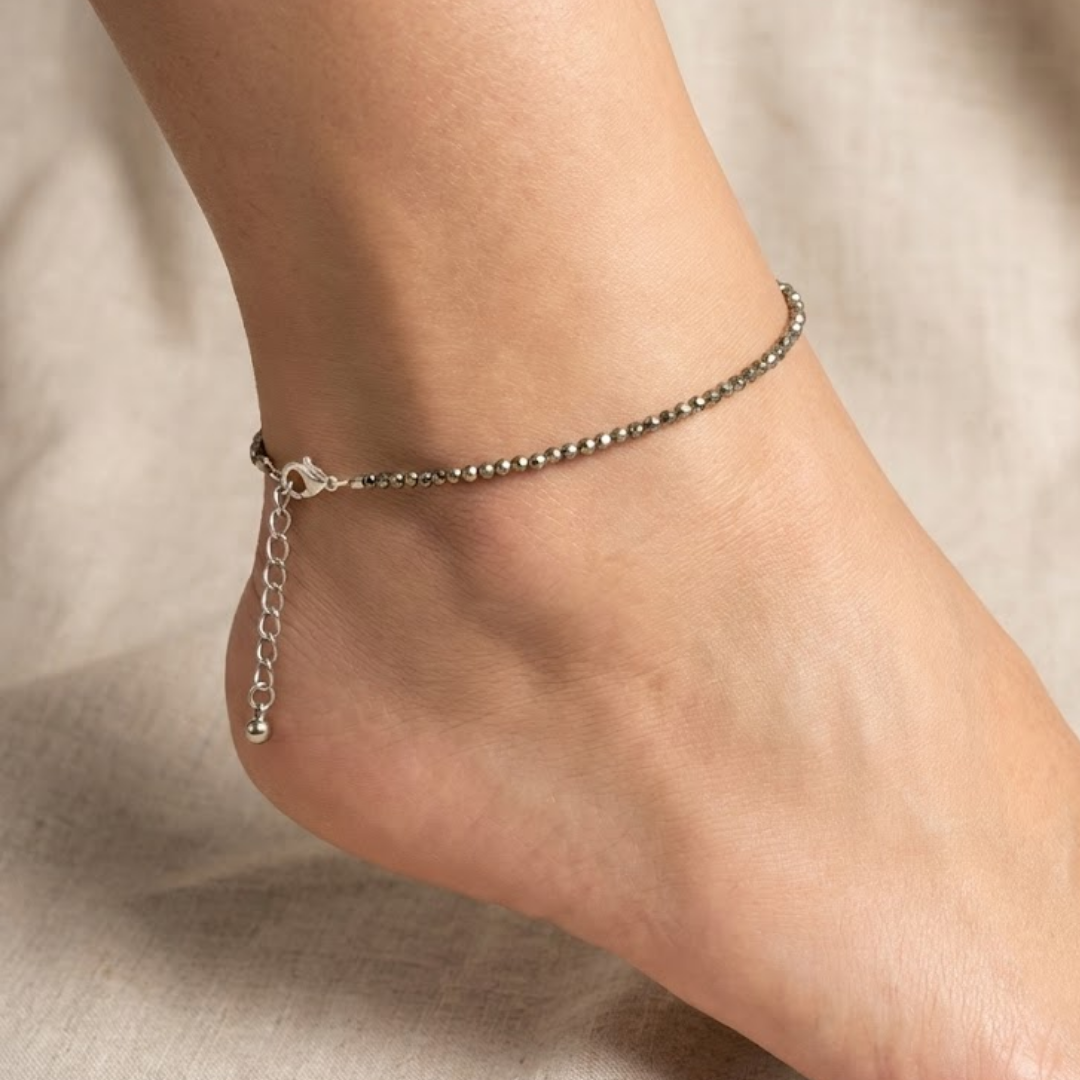 Natural Pyrite Anklet (Wealth, Protection & Confidence Energy)