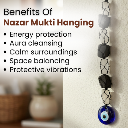 Nazar Mukti Hanging (Black Tourmaline & Selenite with Evil Eye)