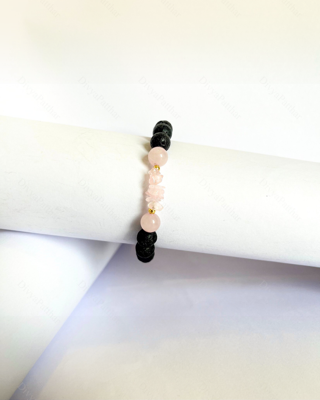 Premium Rose Quartz Lava Bracelet (Love, Emotional Healing & Inner Strength)