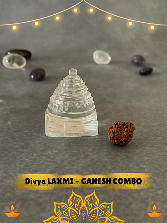 DIVYA LAXMI – GANESH COMBO ( Energised Ganesh Rudraksha + Crystal Shree Yantra )