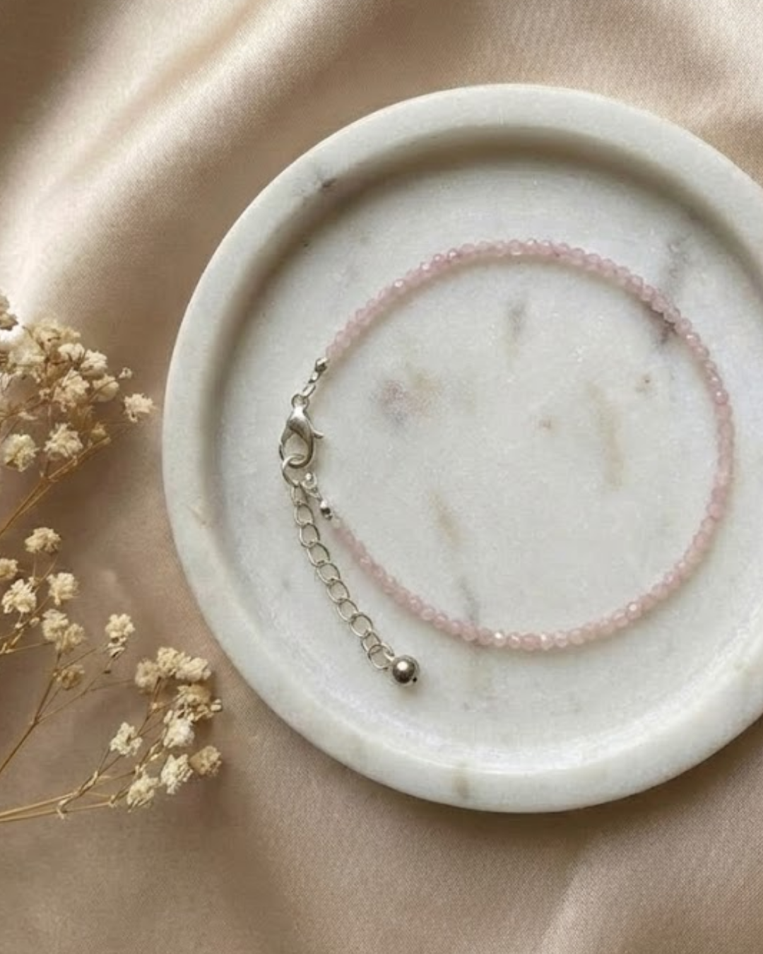 Natural Rose Quartz Anklet (Love, Emotional Healing & Elegant Fashion Charm)