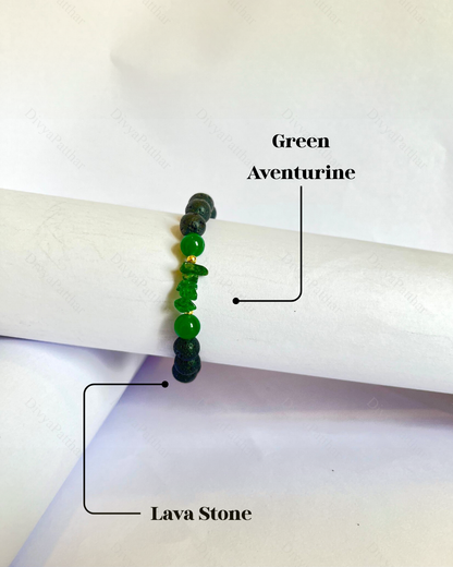 Premium Green Aventurine Lava Bracelet (Good Luck, Growth & Positive Opportunities)
