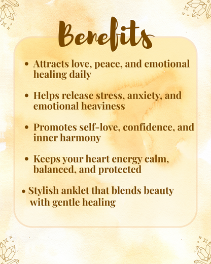 Natural Rose Quartz Anklet (Love, Emotional Healing & Elegant Fashion Charm)