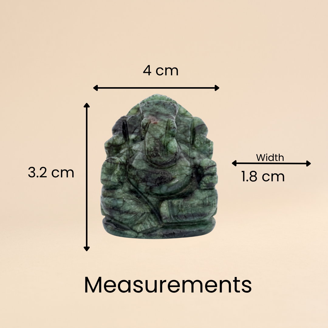 Natural Emerald (Panna) Ganesh Idol (171 Carat | LBH: 4 × 1.8 × 3.2 cm)
