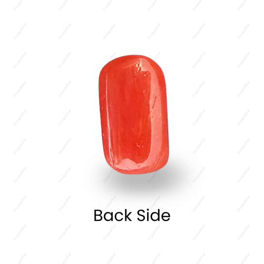 Natural Red Coral (Moonga) Gemstone – Cabochon Shape (6.85 Carat | 7.47 Ratti | 13.9 × 8.2 × 7.6 mm)