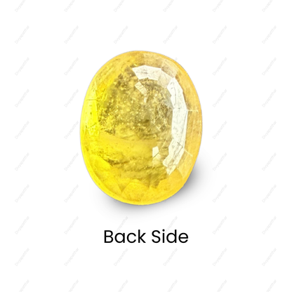 Natural Yellow Sapphire (Pukhraj) Gemstone – Oval Shape (4.50 Carat | 4.90 Ratti | 11.2 × 8.9 × 5 mm)