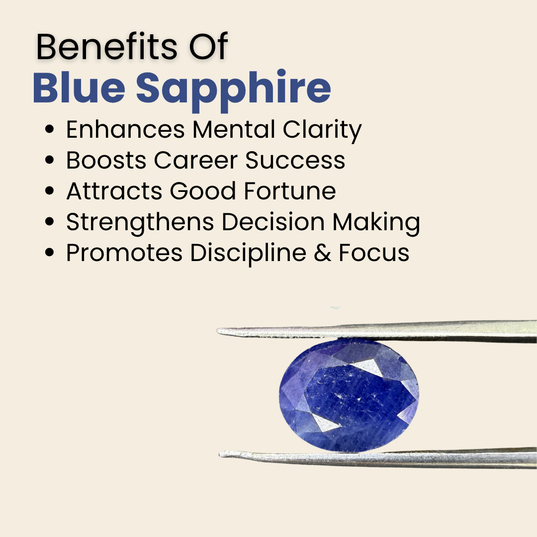 Natural Blue Sapphire (Neelam) Gemstone – Oval Shape (6.40 Carat | 6.97 Ratti | 11.80 × 9.7 × 5.1 mm)