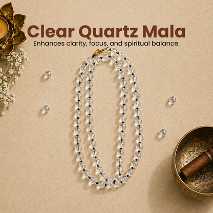 Clear Quartz (Sphatik) Mala – Clarity, Healing & Positive Energy
