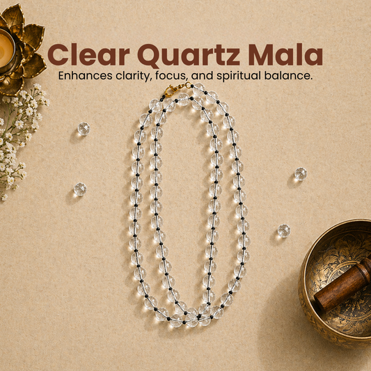 Clear Quartz (Sphatik) Mala – Clarity, Healing & Positive Energy