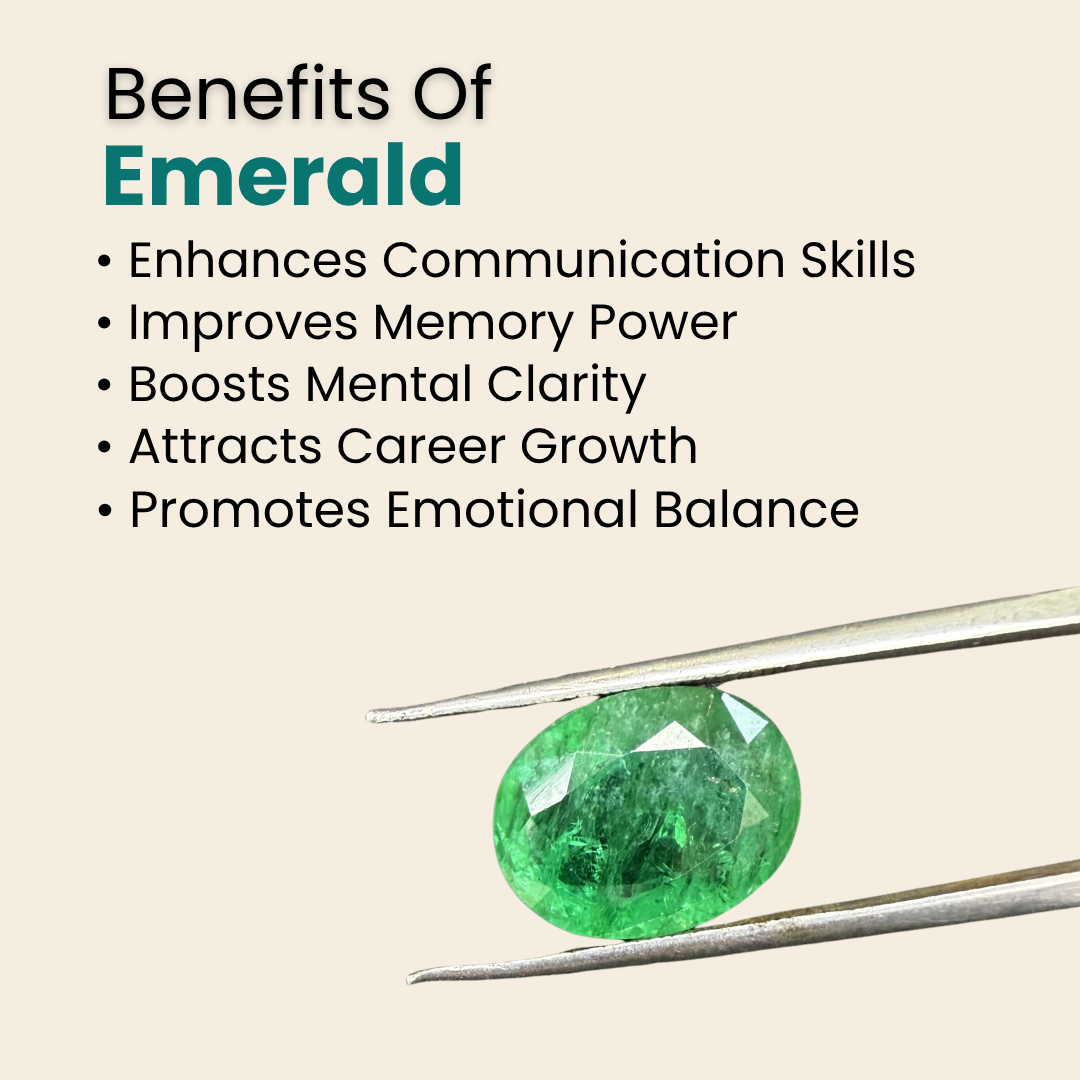 Natural Emerald (Panna) Gemstone – Oval Shape (7.05 Carat | 7.68 Ratti | 13.6 × 10.7 × 6.9 mm)