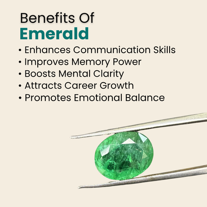 Natural Emerald (Panna) Gemstone – Oval Shape (7.05 Carat | 7.68 Ratti | 13.6 × 10.7 × 6.9 mm)