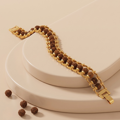 Golden Powerful Rudraksh Bracelet – Strength, Protection & Divine Energy