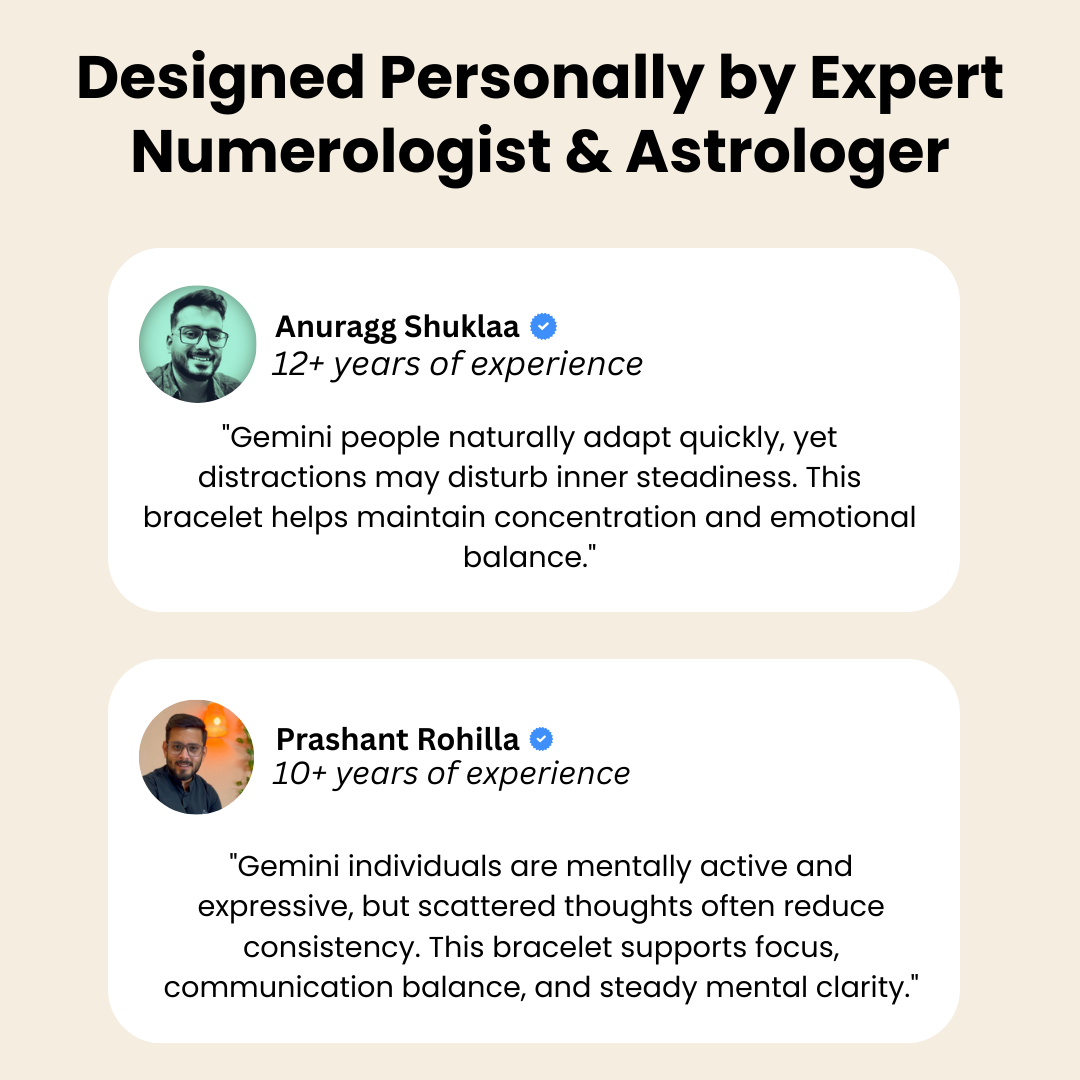 Gemini (मिथुन राशि) Zodiac Green Moss, Milky Quartz & Clear Quartz Bracelet