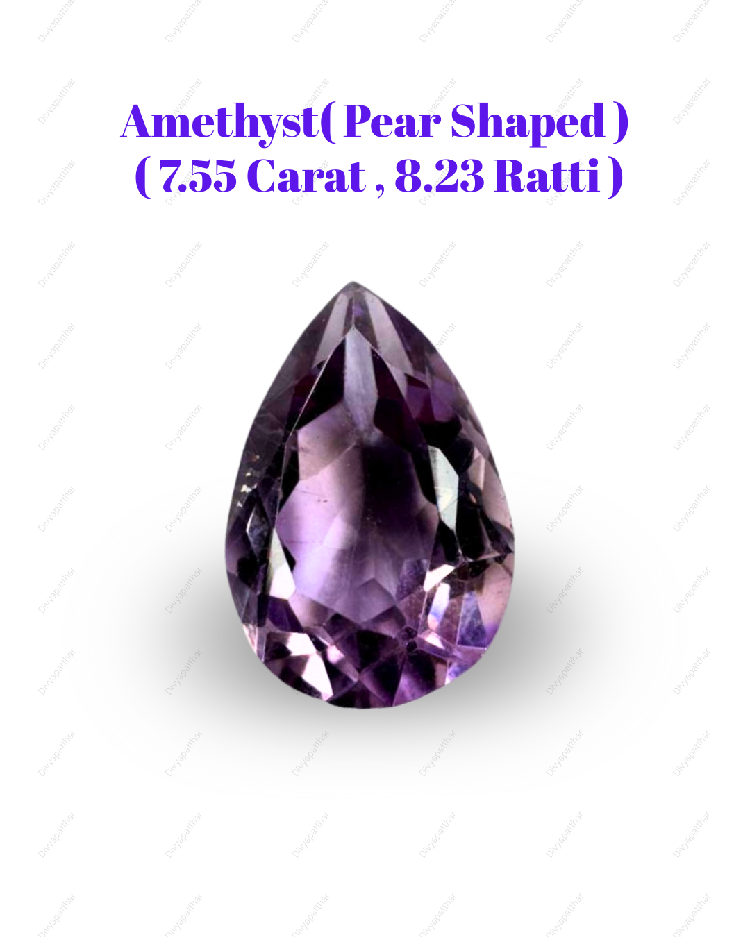 Natural Amethyst Gemstone – Pear Shape (7.55 Carat | 8.23 Ratti)