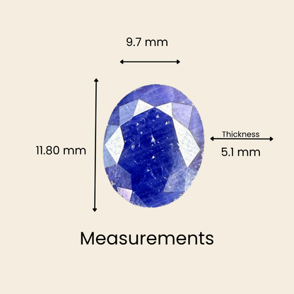 Natural Blue Sapphire (Neelam) Gemstone – Oval Shape (6.40 Carat | 6.97 Ratti | 11.80 × 9.7 × 5.1 mm)