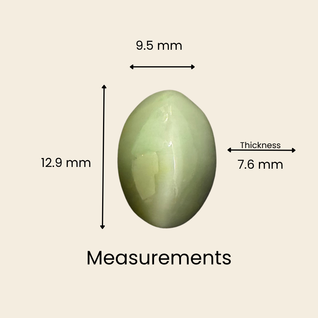 Natural Cat's Eye Gemstone – Oval Shape (6.05 Carat | 6.59 Ratti | L 12.9 × B 9.5 × H 7.6 mm)
