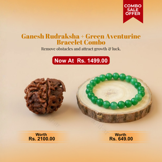 Ganesh Kripa Growth Combo – (Ganesh Rudraksha & Green Aventurine Bracelet)