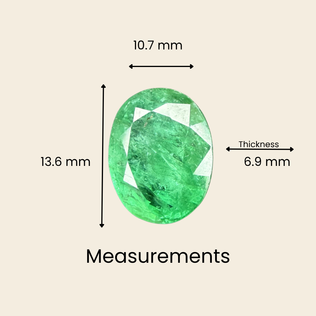 Natural Emerald (Panna) Gemstone – Oval Shape (7.05 Carat | 7.68 Ratti | 13.6 × 10.7 × 6.9 mm)