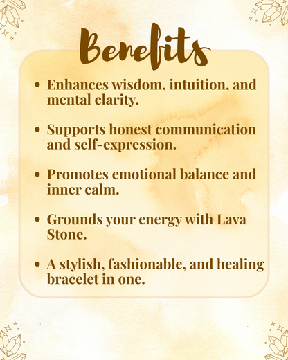 Premium Lapis Lazuli Lava Bracelet (Wisdom, Communication & Truth Alignment)