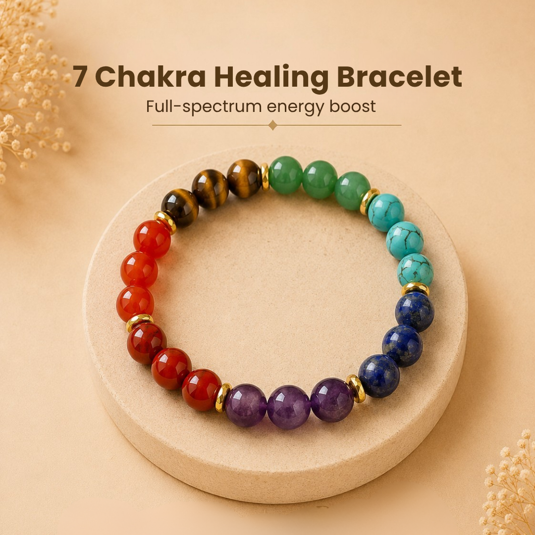 NATURAL 7 CHAKRA HEALING BRACELET (BALANCE, PROTECTION & SUCCESS)
