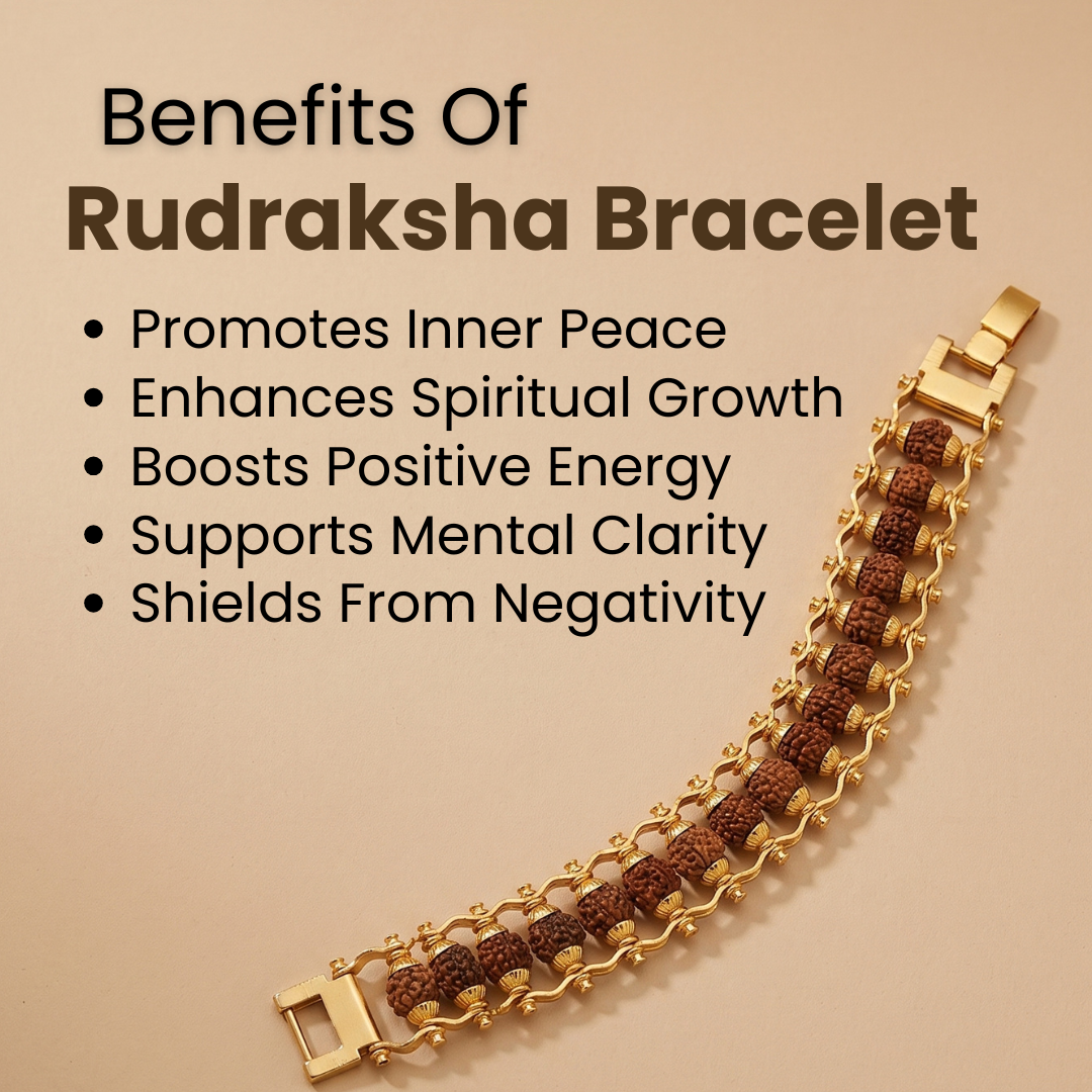 Golden Powerful Rudraksh Bracelet – Strength, Protection & Divine Energy