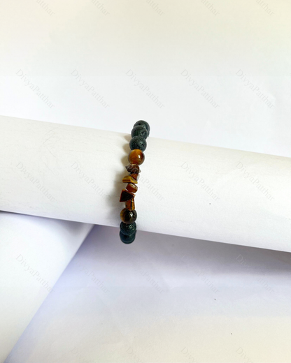 Premium Tiger Eye Lava Bracelet (Protection, Willpower & Confident Action)