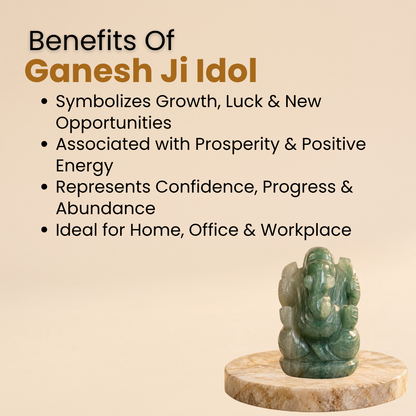 Natural Green Aventurine Ganesh Idol (82.38 Gram | LBH: 6 × 3 × 3.7 cm)