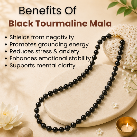 Black Tourmaline Mala – Protection, Grounding & Negative Energy Shield