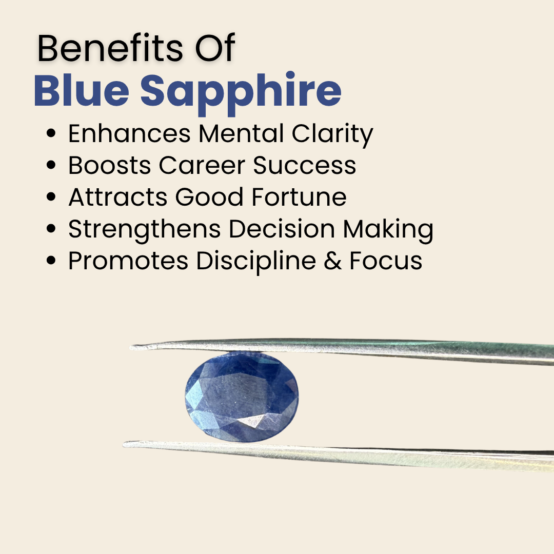 Natural Blue Sapphire (Neelam) Gemstone – Oval Shape (4.50 Carat | 4.90 Ratti | 10.9 × 8.2 × 5.1 mm)