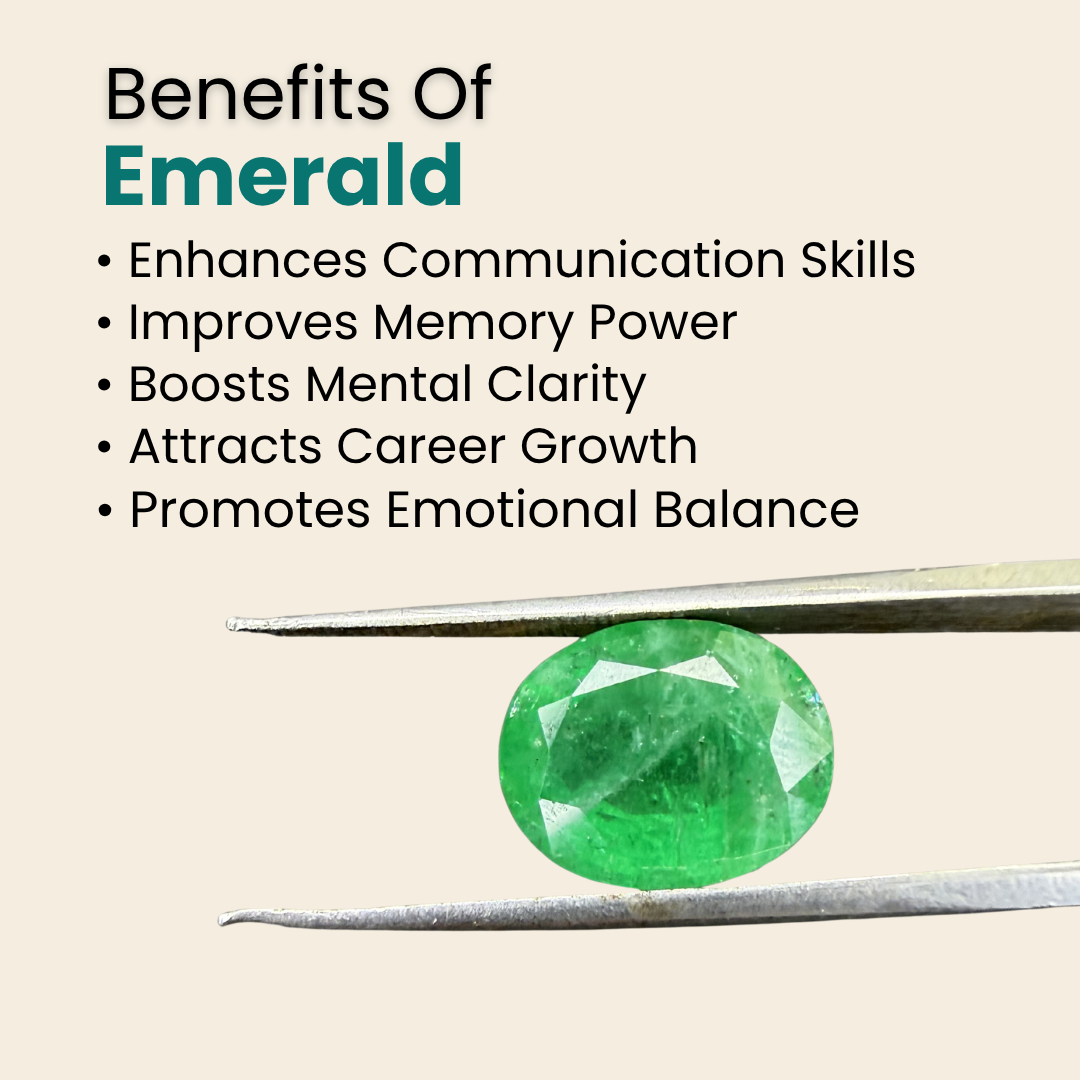 Natural Emerald (Panna) Gemstone – Oval Shape (8.05 Carat | 8.77 Ratti | 13.4 × 11.5 × 7.8 mm)