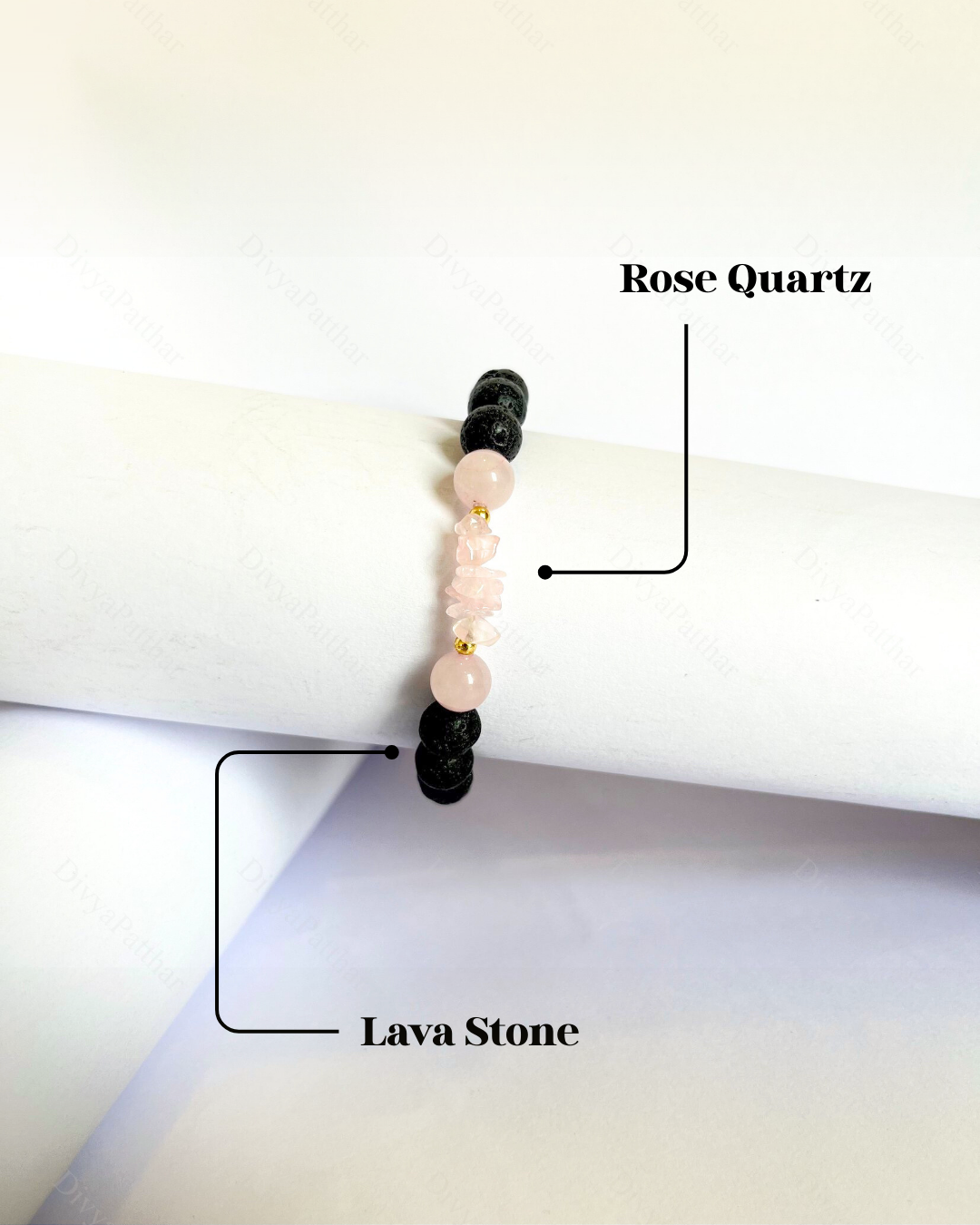 Premium Rose Quartz Lava Bracelet (Love, Emotional Healing & Inner Strength)