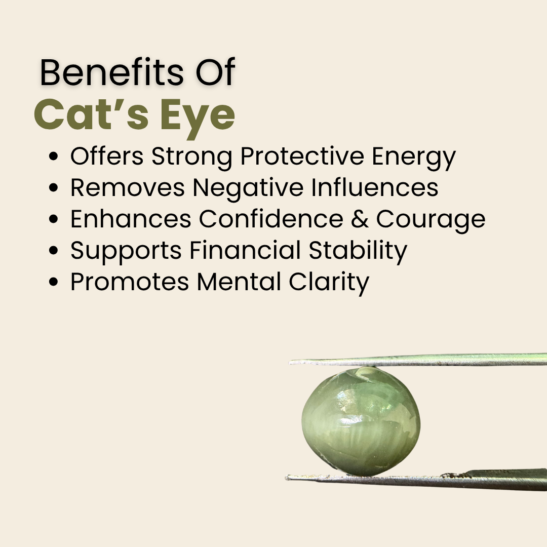 Natural Cat's Eye Gemstone – Oval Shape (4.40 Carat | 4.79 Ratti | 10.5 × 9.6 × 6.4 mm)