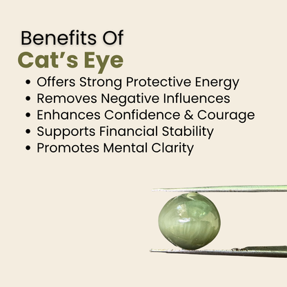 Natural Cat's Eye Gemstone – Oval Shape (4.40 Carat | 4.79 Ratti | 10.5 × 9.6 × 6.4 mm)