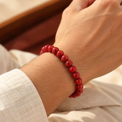 Natural Red Coral (Moonga) Gemstone Bracelet – Confidence, Courage & Mars Energy