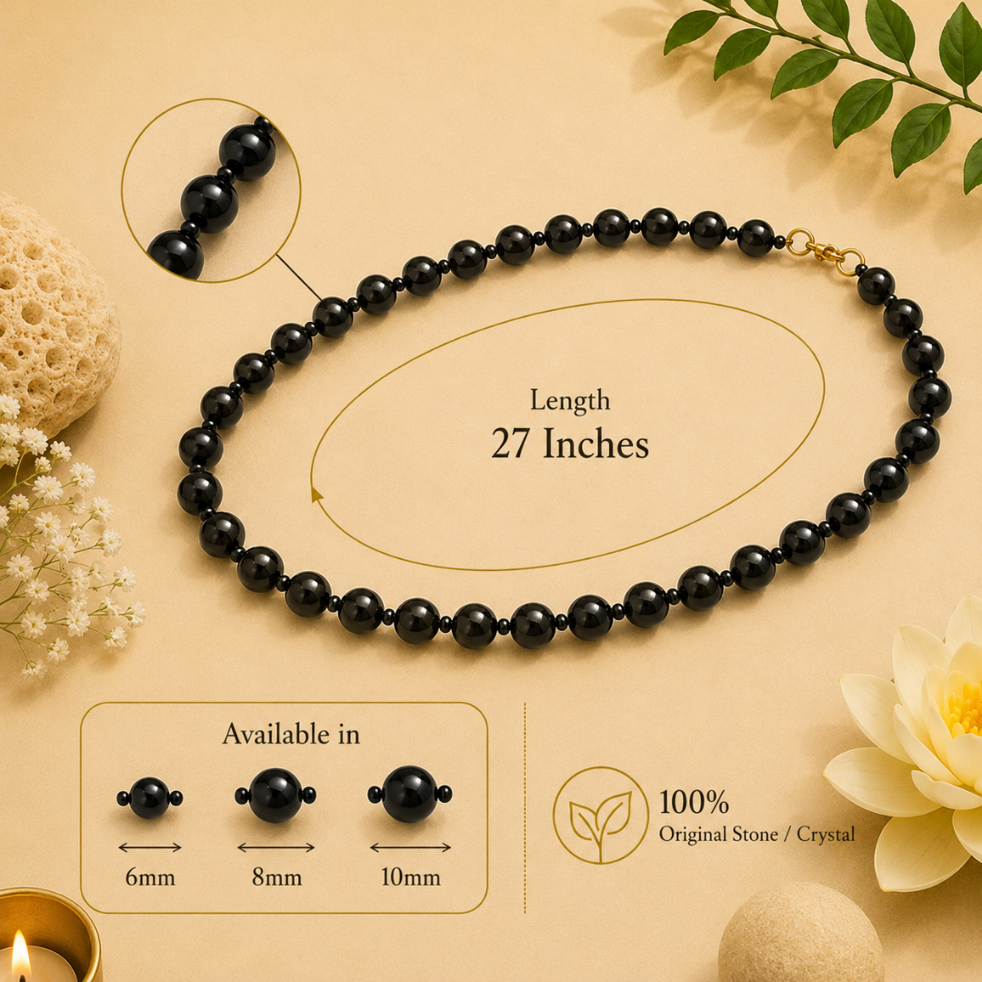 Black Tourmaline Mala – Protection, Grounding & Negative Energy Shield