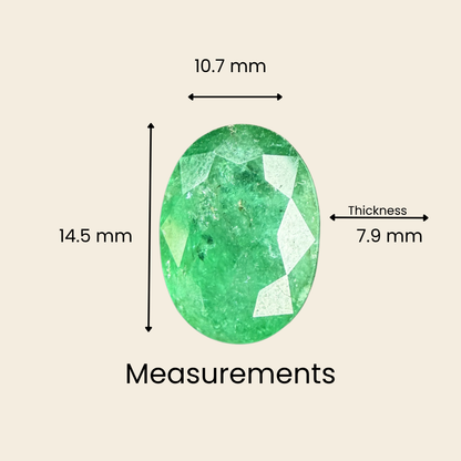 Natural Emerald (Panna) Gemstone – Oval Shape (7.70 Carat | 8.39 Ratti | 14.5 × 10.7 × 7.9 mm)