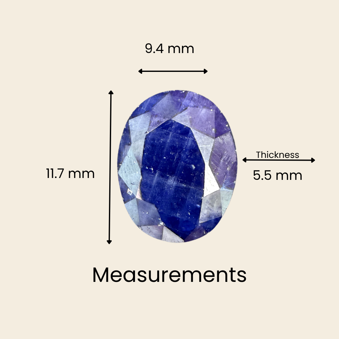 Natural Blue Sapphire (Neelam) Gemstone – Oval Shape (6.25 Carat | 6.81 Ratti | 11.7 × 9.4 × 5.5 mm)