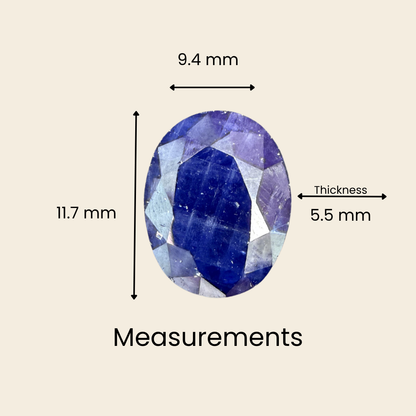 Natural Blue Sapphire (Neelam) Gemstone – Oval Shape (6.25 Carat | 6.81 Ratti | 11.7 × 9.4 × 5.5 mm)