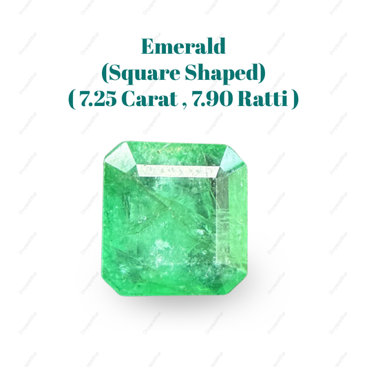 Natural Emerald (Panna) Gemstone – Square Shape (7.25 Carat | 7.90 Ratti | 11.8 × 11.4 × 6.3 mm)