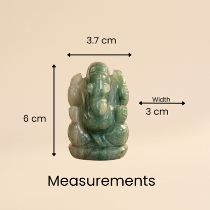 Natural Green Aventurine Ganesh Idol (82.38 Gram | LBH: 6 × 3 × 3.7 cm)