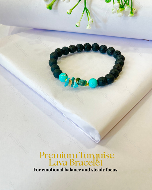 Premium Turquoise Lava Bracelet (Protection, Healing & Confident Communication)