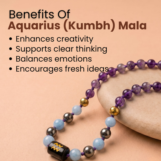 Aquarius Zodiac Mala – Clarity, Confidence & Emotional Balance