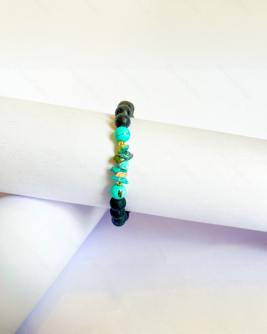 Premium Turquoise Lava Bracelet (Protection, Healing & Confident Communication)