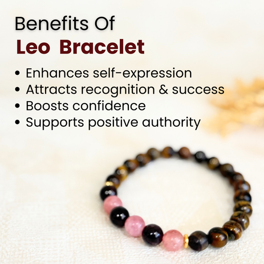 Leo (सिंह राशि) Zodiac Tiger Eye, Sunstone & Garnet Bracelet