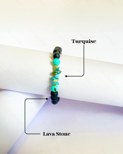 Premium Turquoise Lava Bracelet (Protection, Healing & Confident Communication)