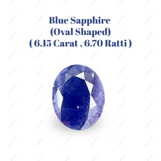 Natural Blue Sapphire (Neelam) Gemstone – Oval Shape (6.15 Carat | 6.70 Ratti | 12.0 × 9.1 × 5.3 mm)