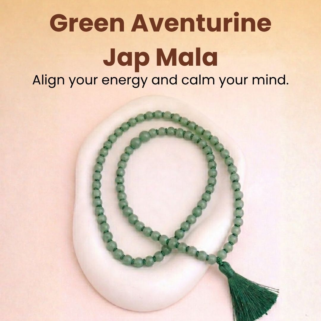 Green Aventurine Jap Mala – Luck, Prosperity & Heart Chakra Balance