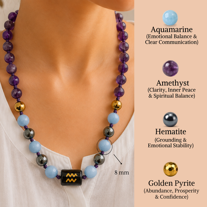 Aquarius Zodiac Mala – Clarity, Confidence & Emotional Balance